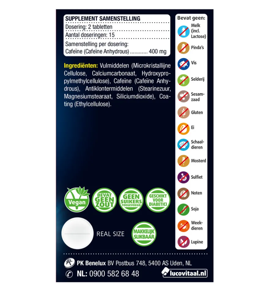 Lucovitaal Pure Cafeïne 400Mg (30 tabletten)