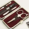 Malteser Manicure-etui 4-delig Wijnrood Nappaleer (1 set)