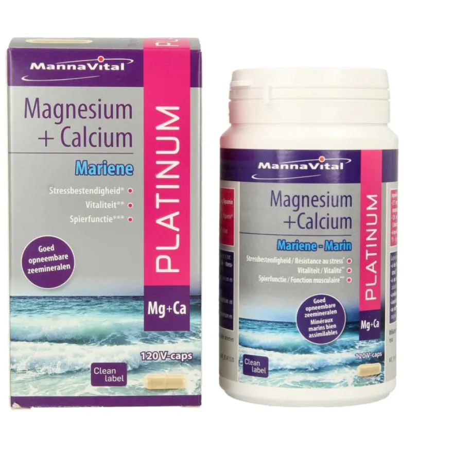 Mannavital Mariene magnesium + calcium pl atinum (120 vega capsules)