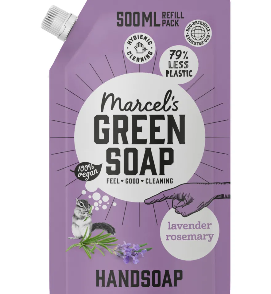 Marcel’s Green Soap Handzeep lavendel & rozemarijn navul (500 ml)