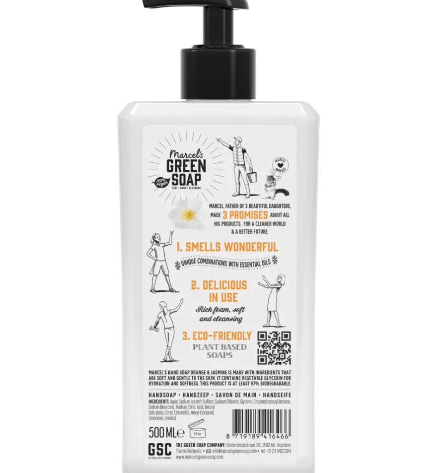 Marcel’s Green Soap Handzeep sinaasappel & jasmijn (500 ml)