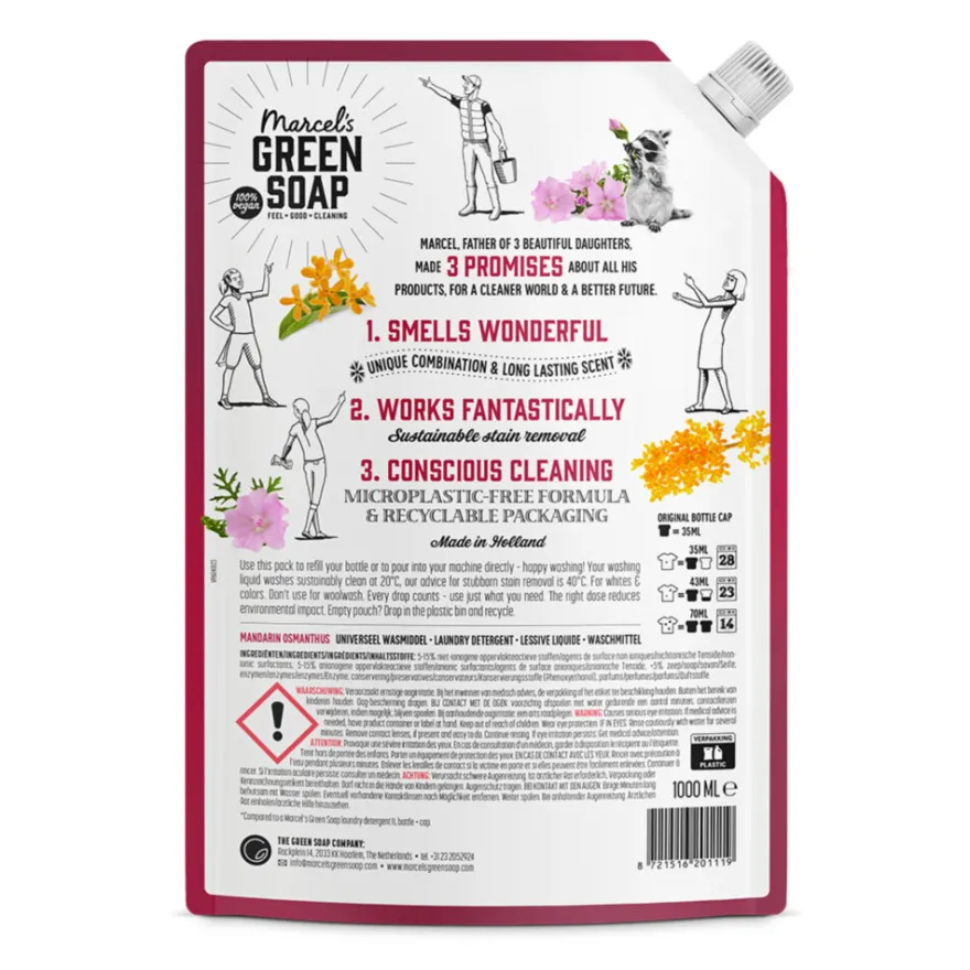 Marcel’s Green Soap Wasmiddel Mandarijn & Osmanthus Navulling (1000 ml)