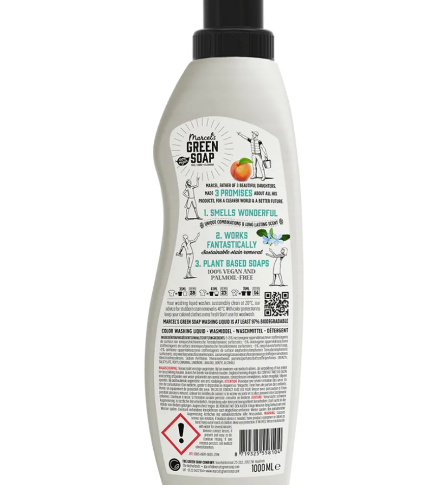 Marcel’s Green Soap Wasmiddel Kleur Peach & Jasmin (1000 ml)