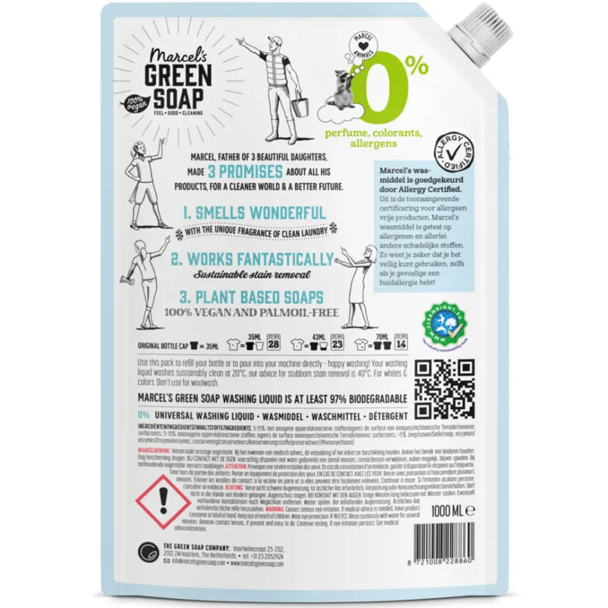 Marcel’s Green Soap Wasmiddel Universeel 0% Navulling (1000 ml)