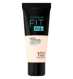 Maybelline New York Fit Me matte & poreless foundation 102 fair ivory (1 stuk)