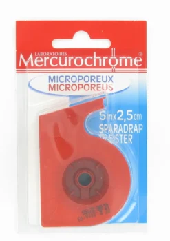 Mercurochrome Pleisters Microporeus 5mx2,5cm (1 stuk)