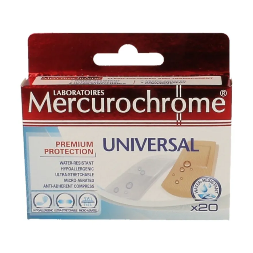 Mercurochrome Pleisters Universal (20 stuks)