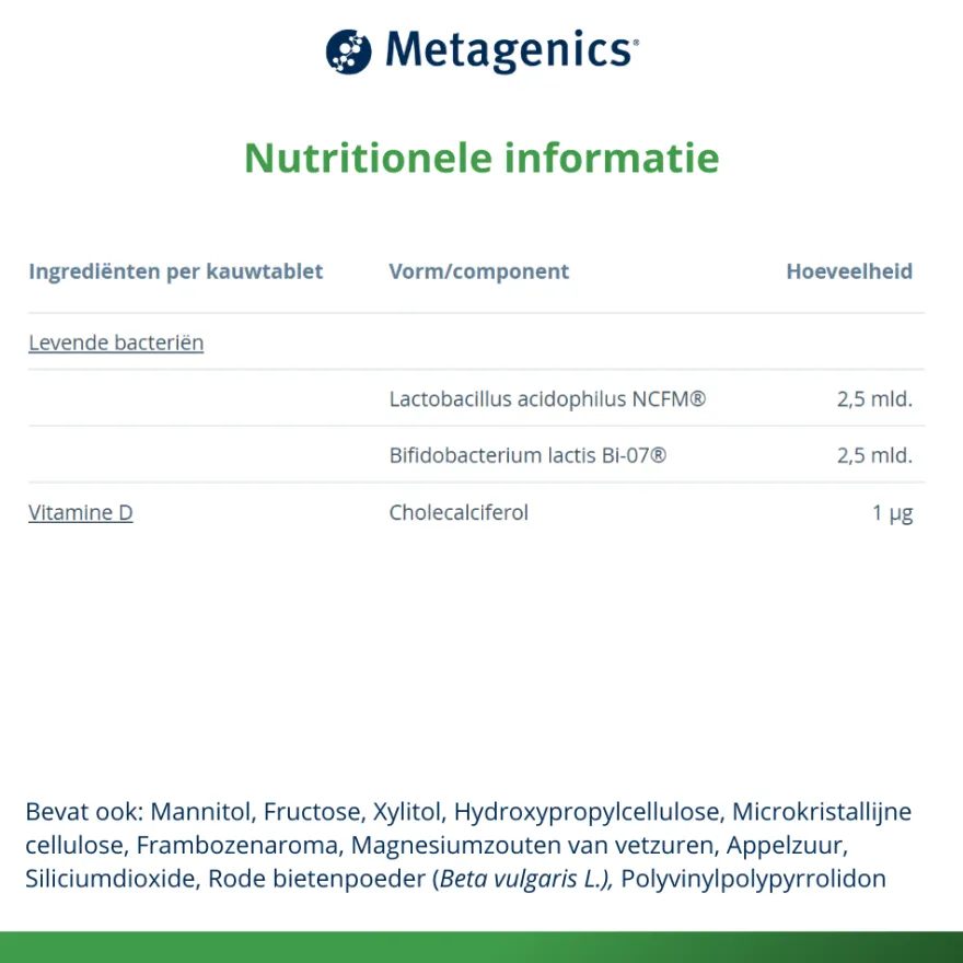 Metagenics Bactiol Junior Chew (30 kauwtabletten)