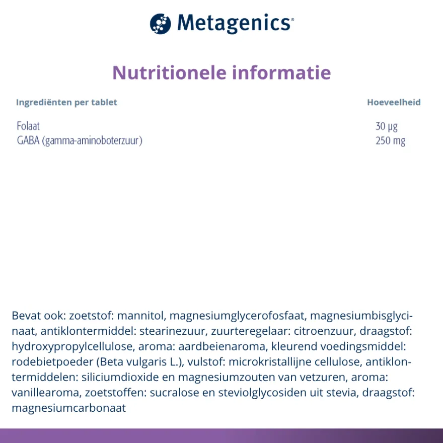 Metagenics Metarelax Fast Kauwtabletten (30 kauwtabletten)