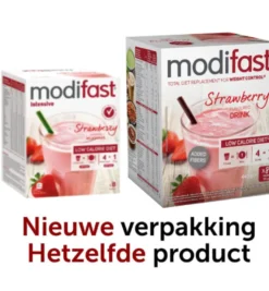 Modifast Intensive Milkshake Aardbei 8 Zakjes (440 gr)