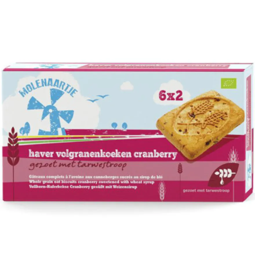 Molenaartje Haver volgranenkoeken cranberry bio (240 gr)
