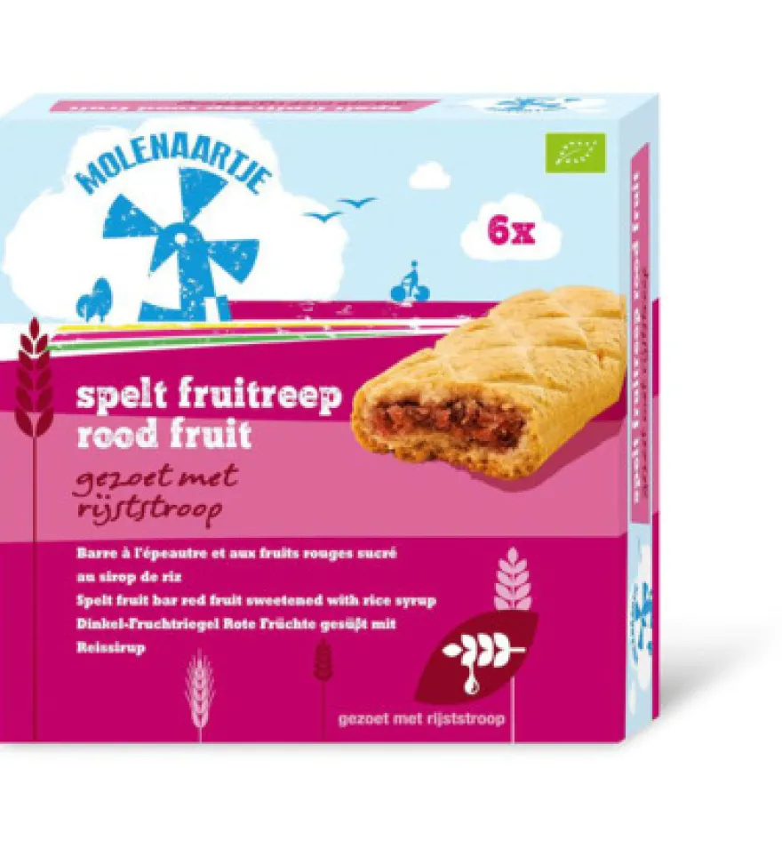 Molenaartje Spelt fruitreep rood fruit bio (180 gr)