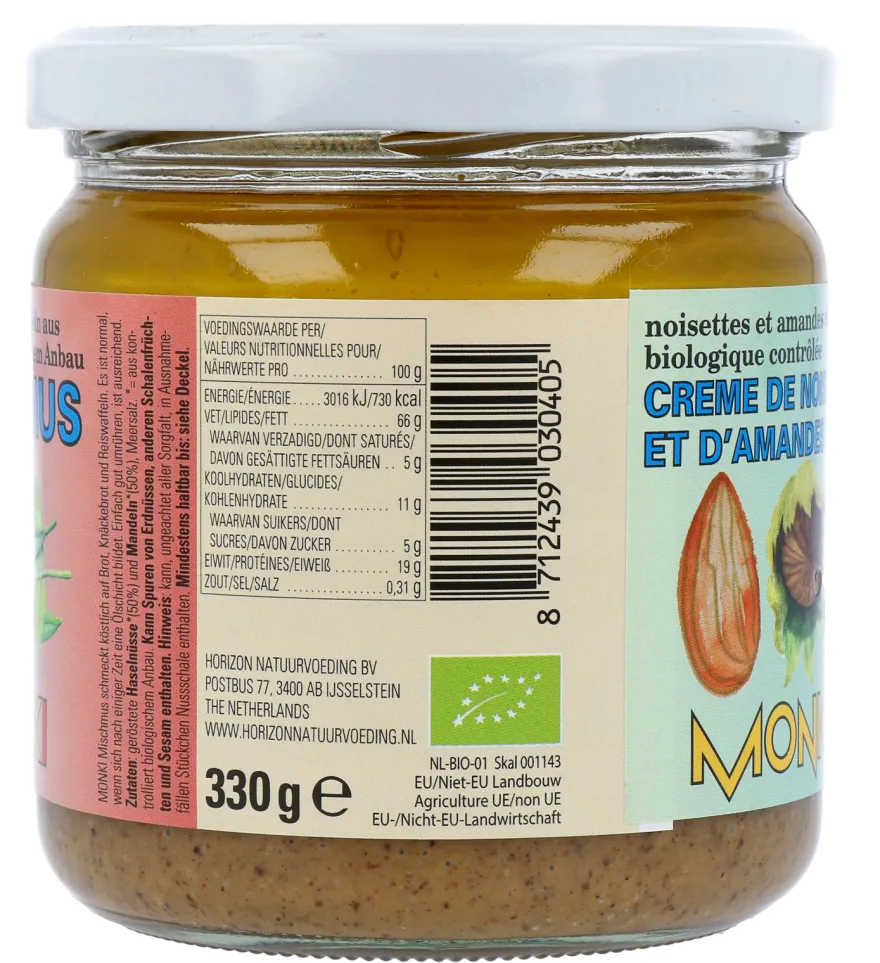 Monki Gemengde notenpasta met zout eko bio (330 gr)