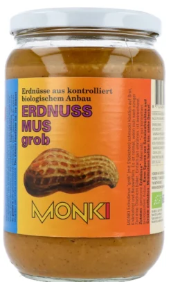Monki Pindakaas crunchy met zout eko bio (650 gr)