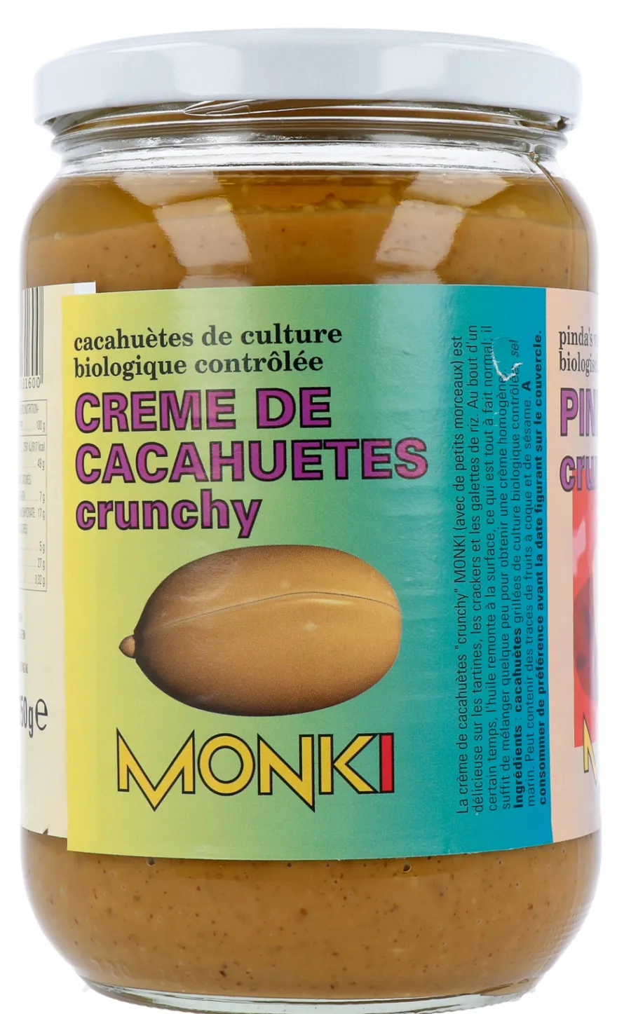 Monki Pindakaas crunchy met zout eko bio (650 gr)