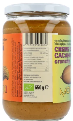 Monki Pindakaas crunchy met zout eko bio (650 gr)