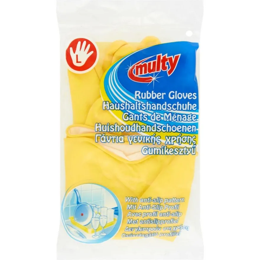 Multy Huishoud Handschoen Latex Large (1 set)