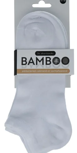 Naproz Bamboo Airco Shortsokken 3-pack Wit 35-38 (3 paar)