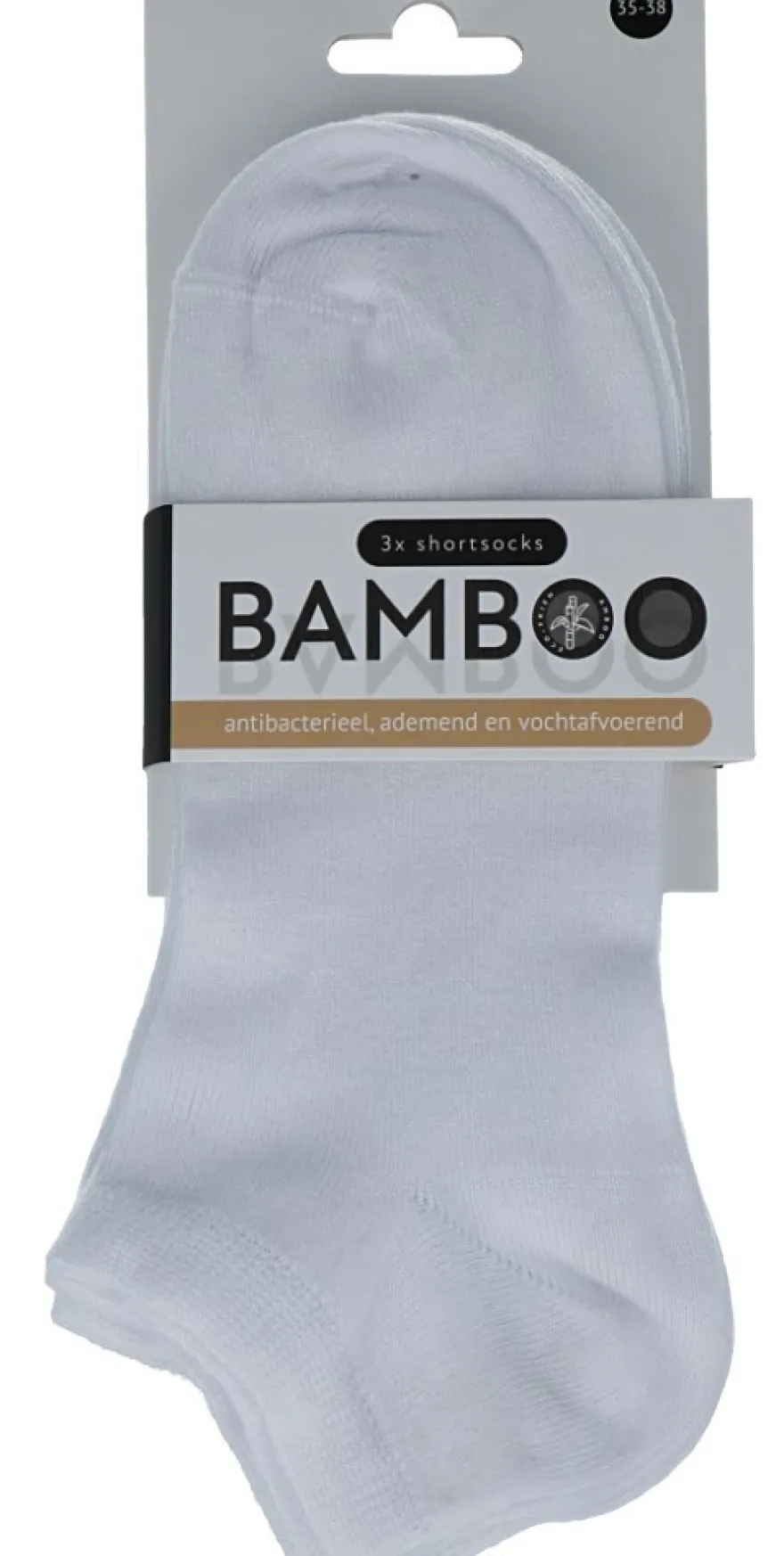 Naproz Bamboo Airco Shortsokken 3-pack Wit 35-38 (3 paar)