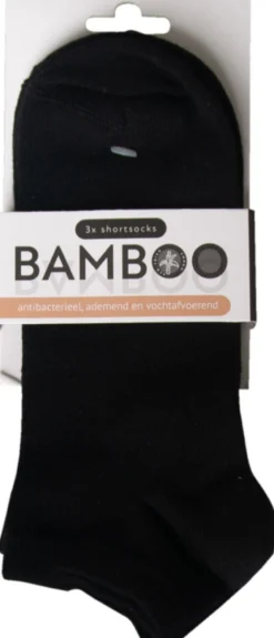 Naproz Bamboo Airco Shortsokken Zwart 3-pack 35-38 (3 paar)
