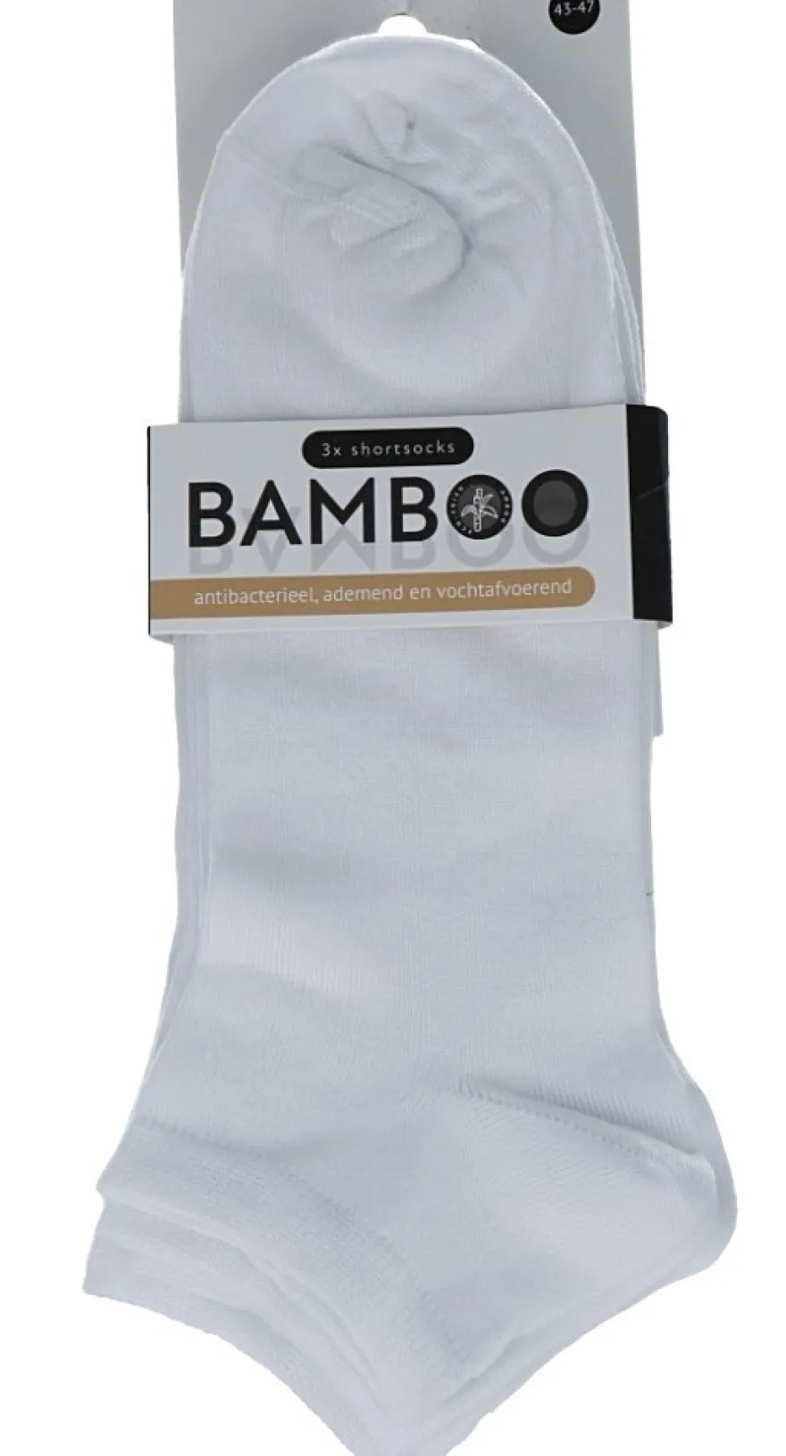 Naproz Bamboo Airco Shortsokken 3-pack Wit 43-47 (3 paar)