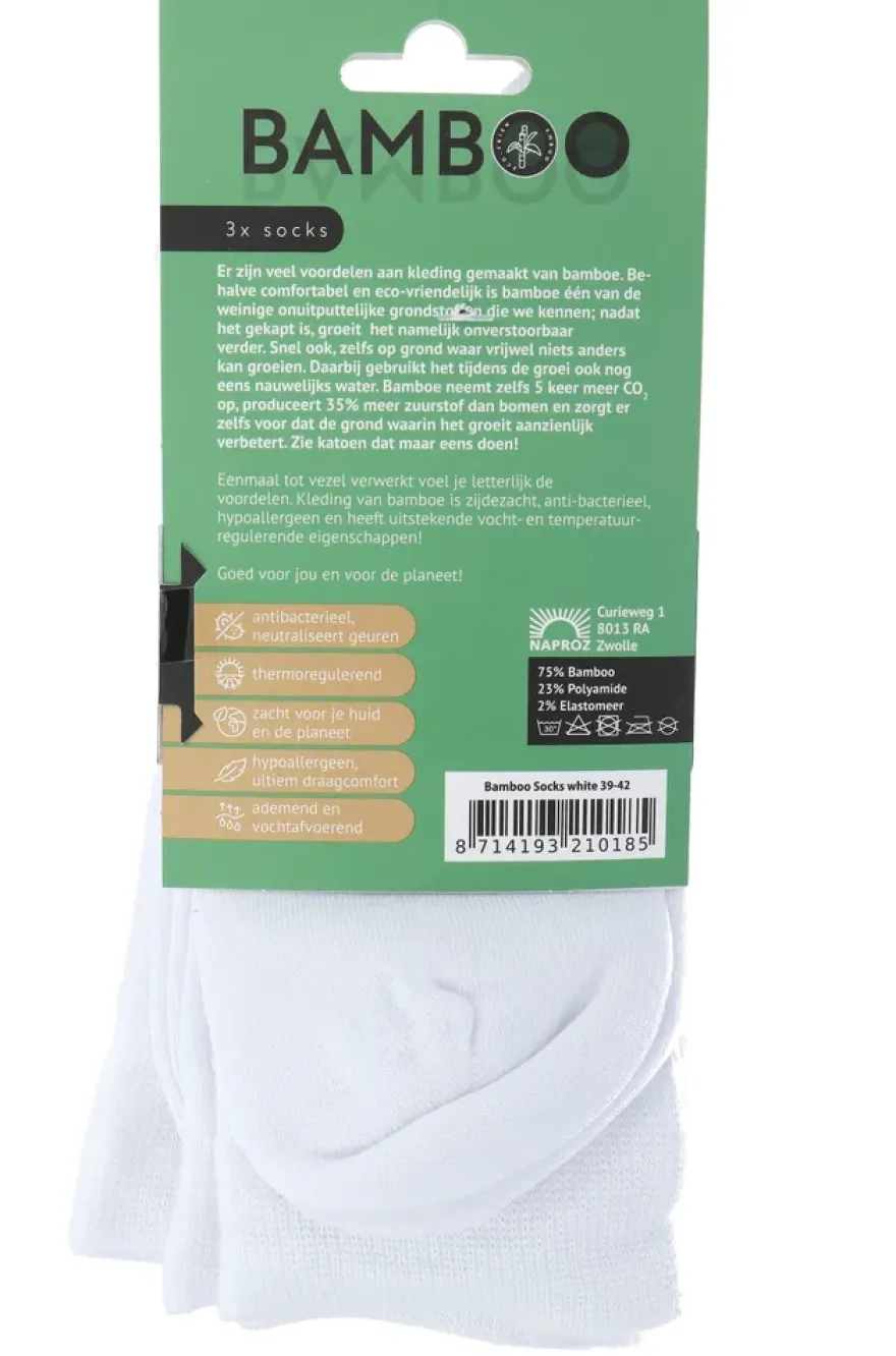 Naproz Bamboo Airco Sokken Wit 3-pack 39-42 (3 paar)