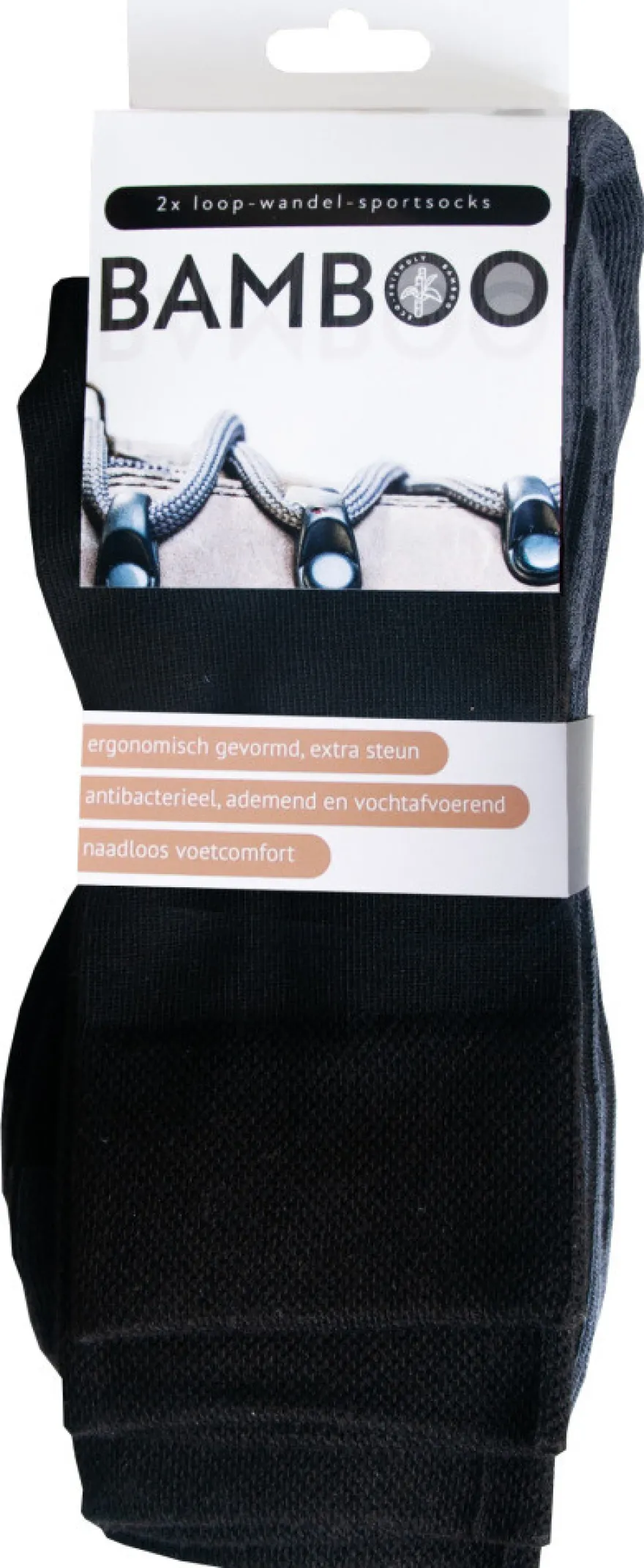 Naproz Bamboo Sportsokken Zwart Maat 39-42 (2 paar)