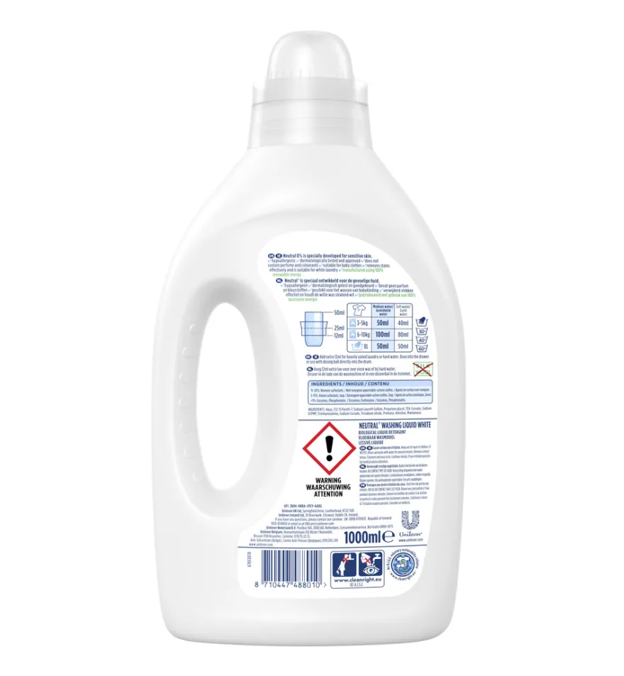 Neutral Wasmiddel Vloeibaar Hoofdwas Wit (1000 ml)