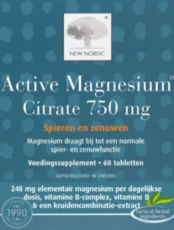New Nordic Active Magnesium Citrate 750mg Tabletten (60 tabletten)