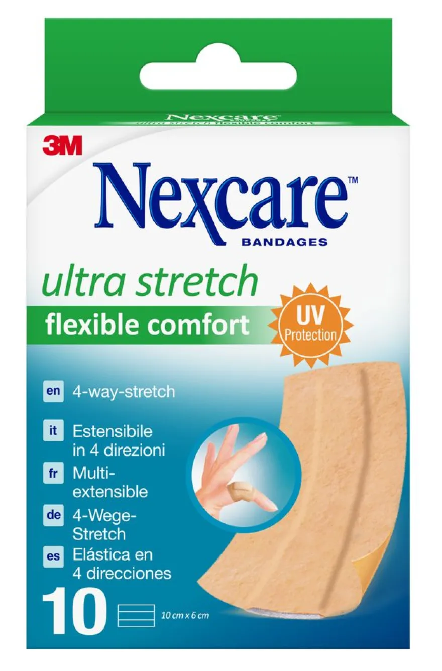 Nexcare Ultra Stretch Flexible Comfort Bandages 10cm X 6cm (10 stuks)