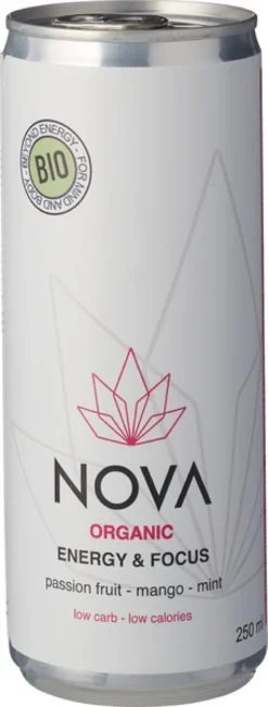 Nova Organic Energy Energiedrank Passievrucht Mango Mint (250 ml)
