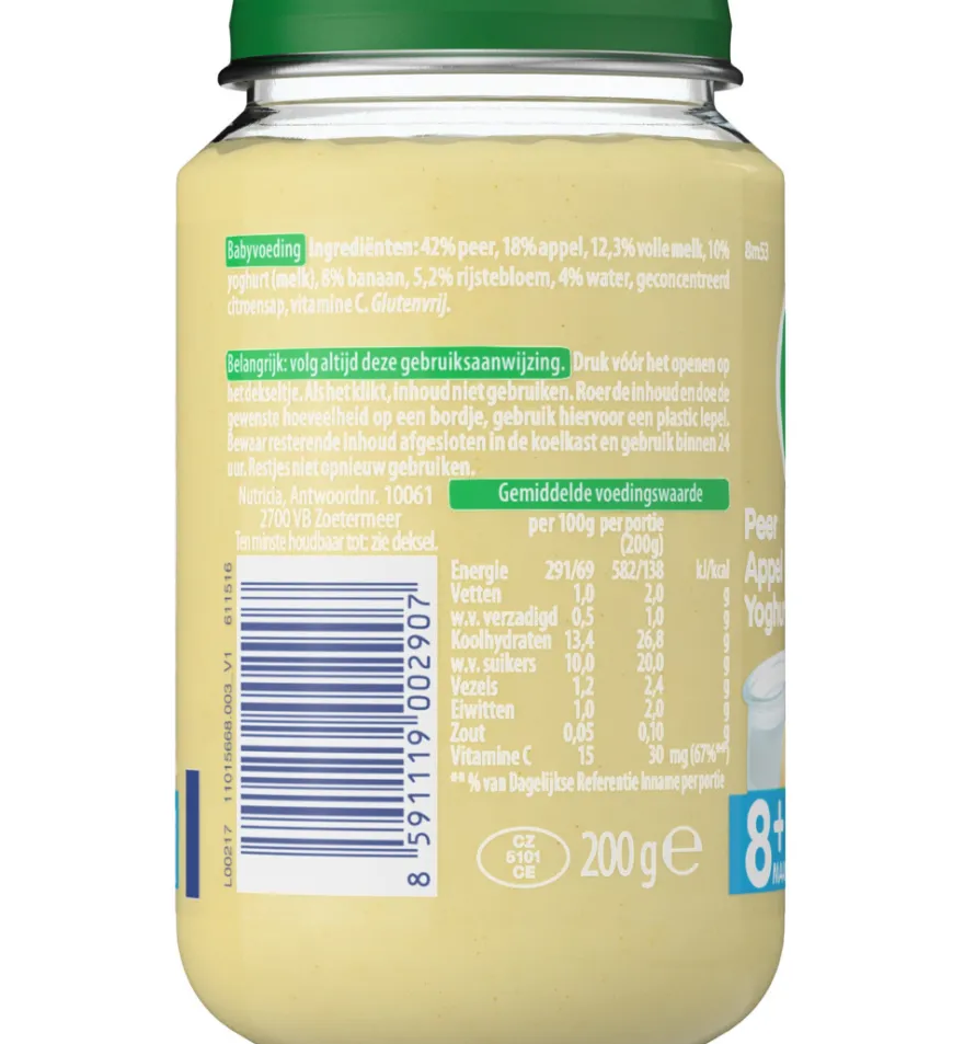 Olvarit Peer appel yoghurt 8M53 (200 gr)