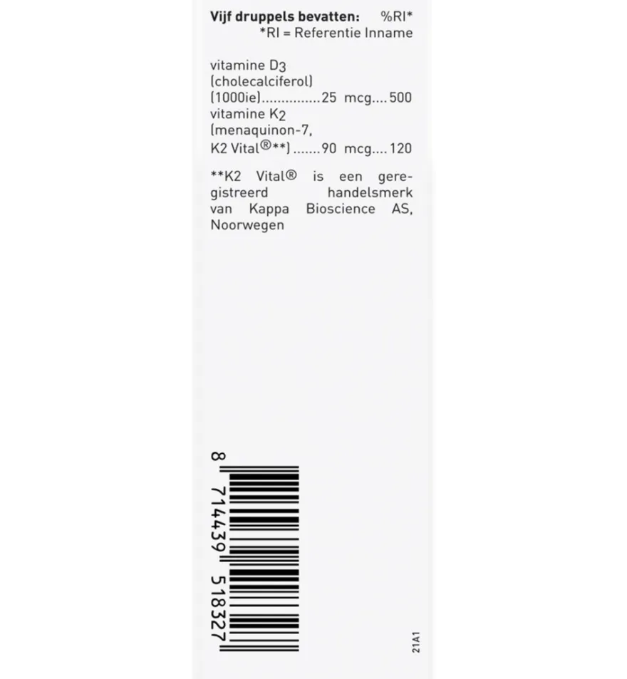 Orthica D3 & K2 oliedruppels (25 ml)