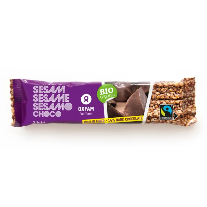 Oxfam Sesamreep Pure Chocolade Fairtrade Bio (20 gr)