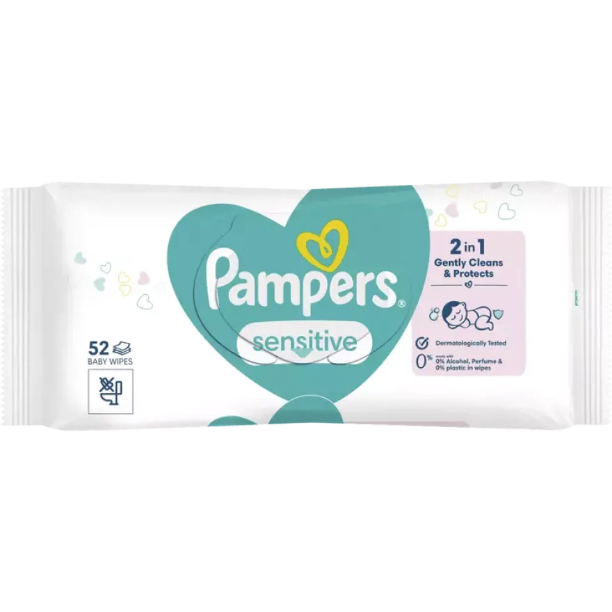 Pampers Baby Wipes Sensitive 0% Plastic (24 x 52 stuks)