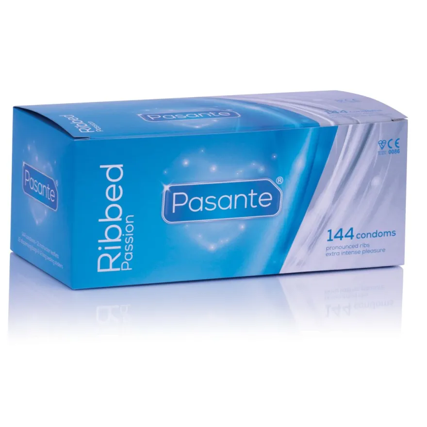 Pasante – Ribbed Condoms Transparant (144 stuks)