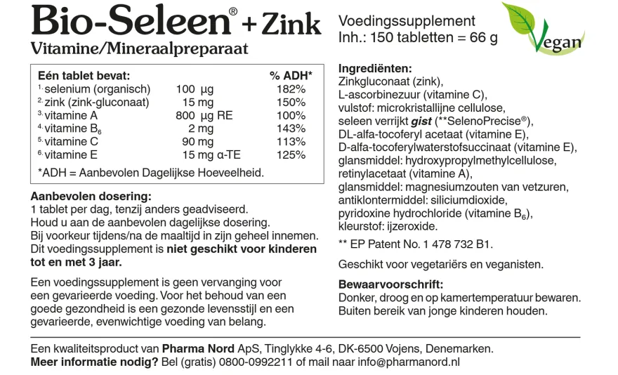 Pharma Nord Bio Seleen & Zink (150 tabletten)