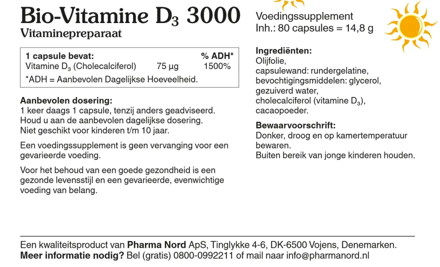 Pharma Nord Bio-Vitamine D3 3000IE D Pearls (80 capsules)