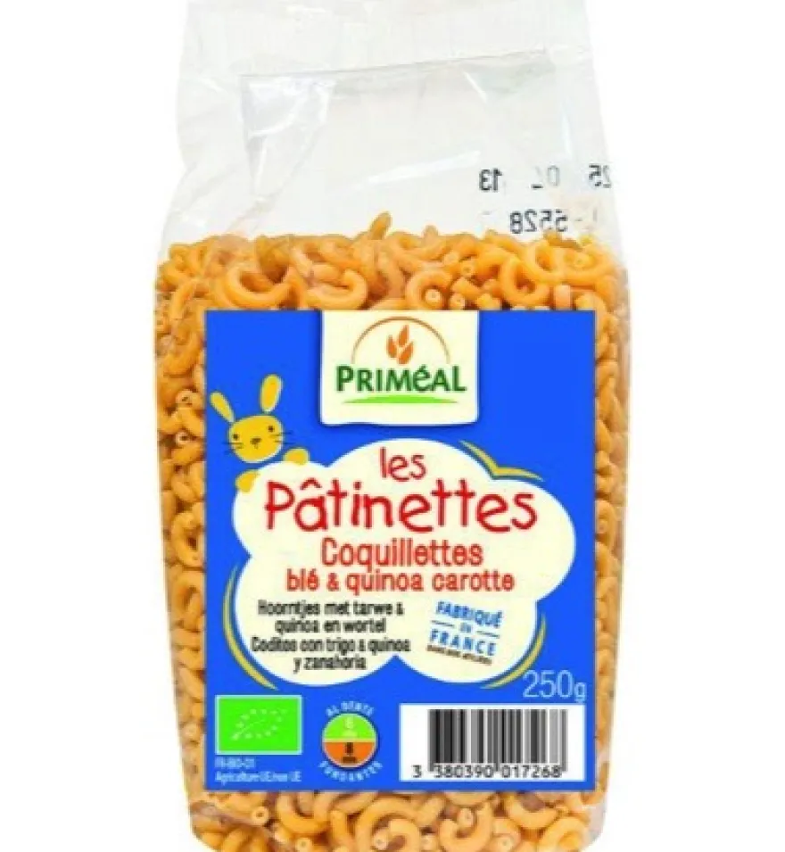 Priméal Hoorntjes tarwe quinoa wortel bio (250 gr)