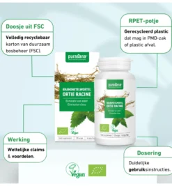 Purasana Brandnetelwortel/Ortie Racine Vegan Bio (120 vega capsules)