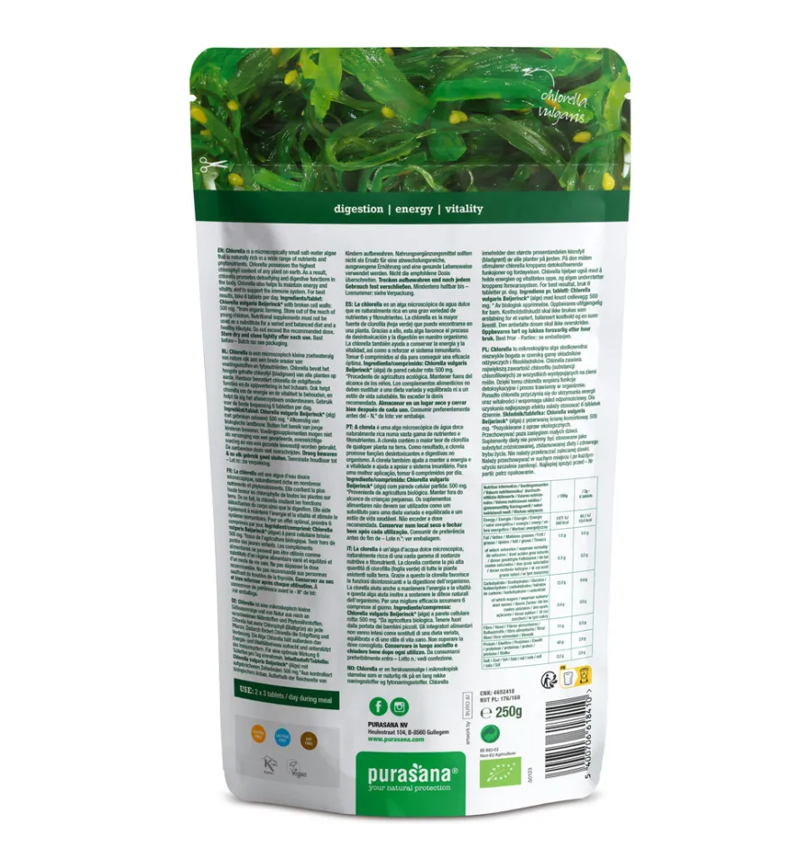 Purasana Chlorella 500 Mg Bio (500 tabletten)