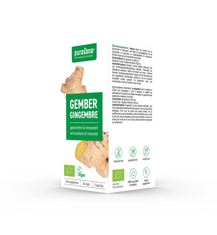 Purasana Gember 250 Mg Bio (60 vega capsules)