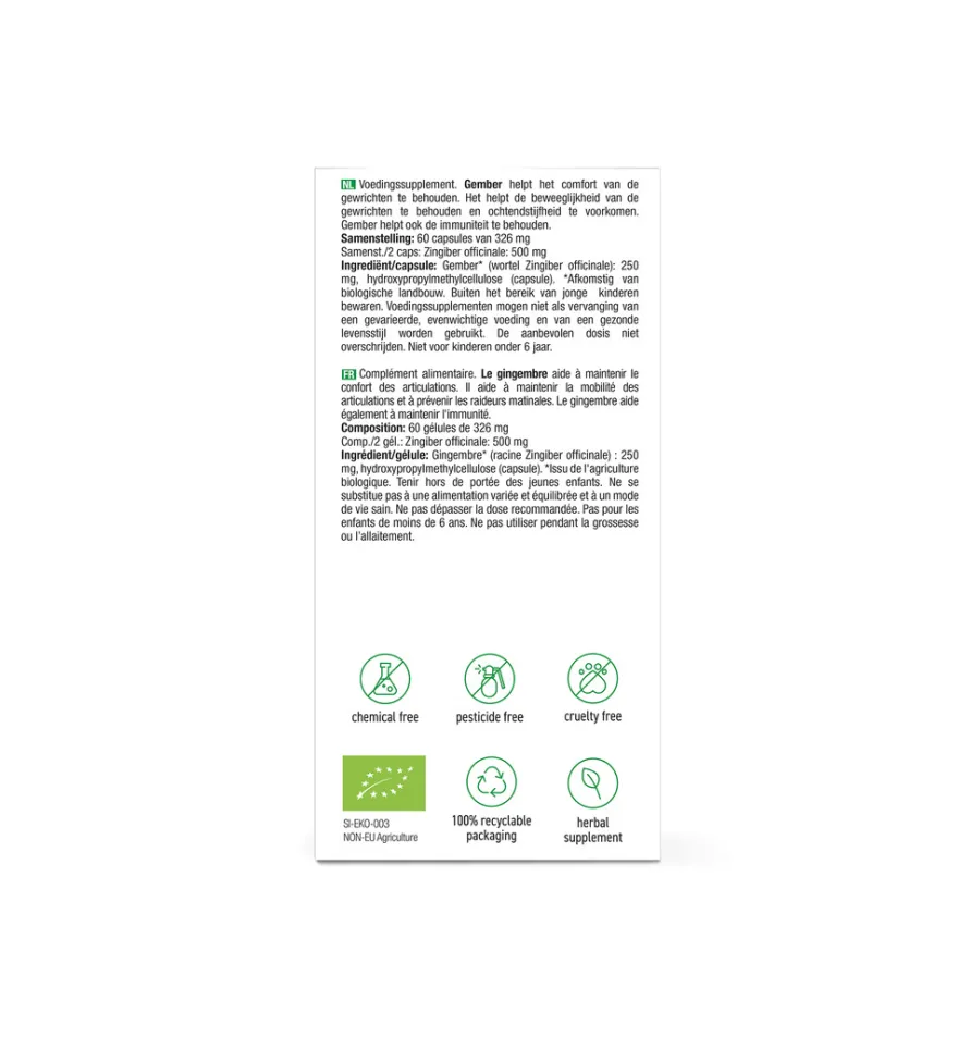 Purasana Gember 250 Mg Bio (60 vega capsules)