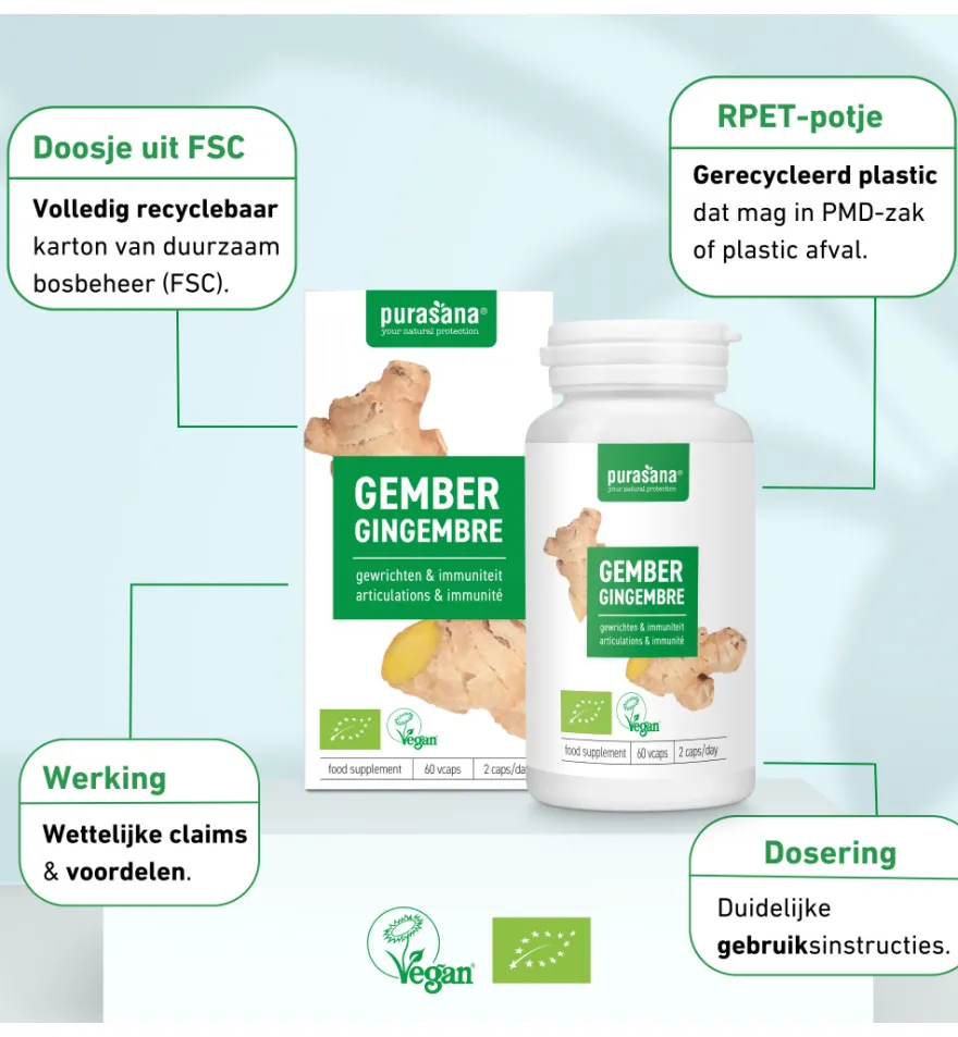 Purasana Gember 250 Mg Bio (60 vega capsules)