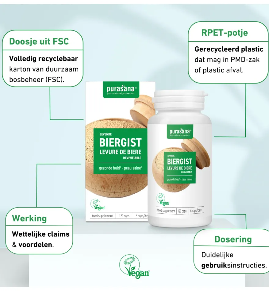 Purasana Levende Biergist/Levure De Biere Revivifiable (120 capsules)