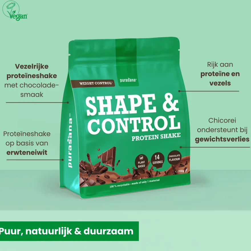 Purasana Shape & Control Plant Protein Chocolade (350 gr)