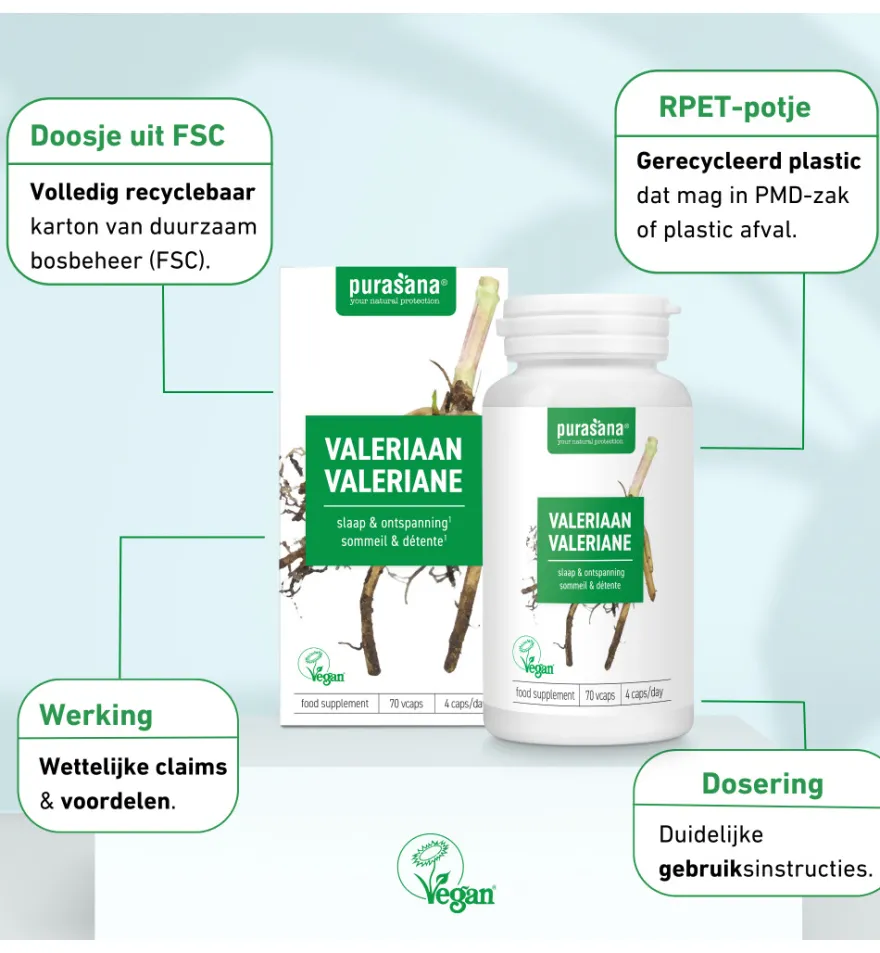 Purasana Valeriaan/Valeriane Vegan (70 capsules)