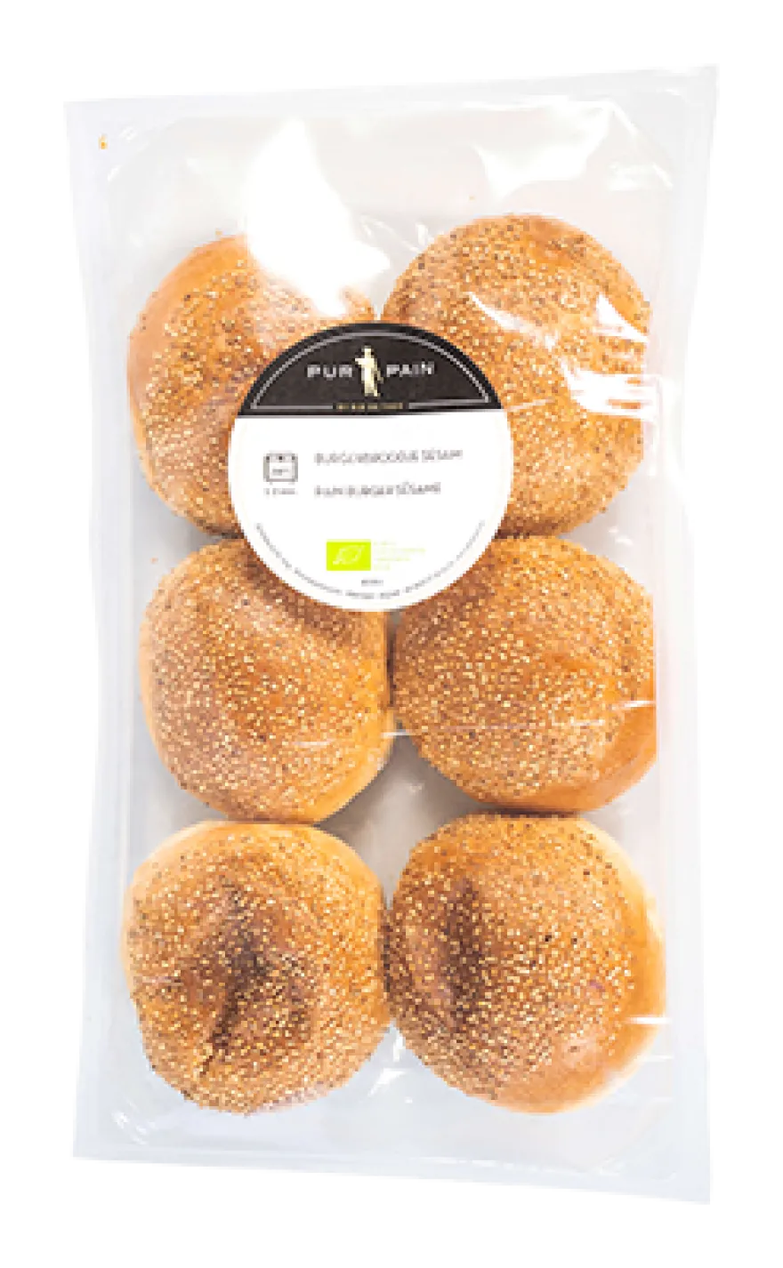 Pur Pain Hamburgerbroodje rond Sesam Bio (6 x 80 gr)