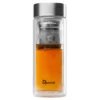 Qwetch Dubbelwandige Glazen Theepot met Geborsteld Roestvrij Staal (320 ml)