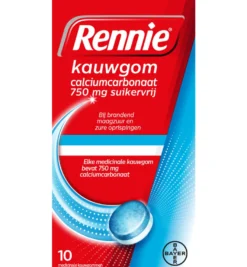Rennie Kauwgom suikervrij 750mg (10stuks)